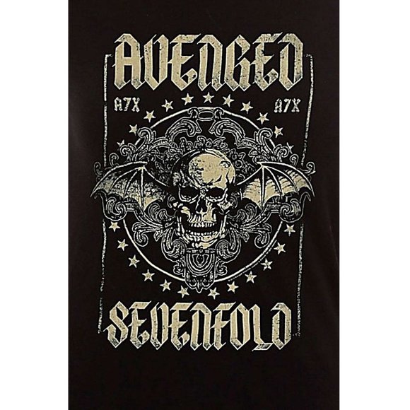 Avenged Sevenfold Bat Stars Logo rock Girls Tee Official T-Shirt L NWT - Picture 2 of 2
